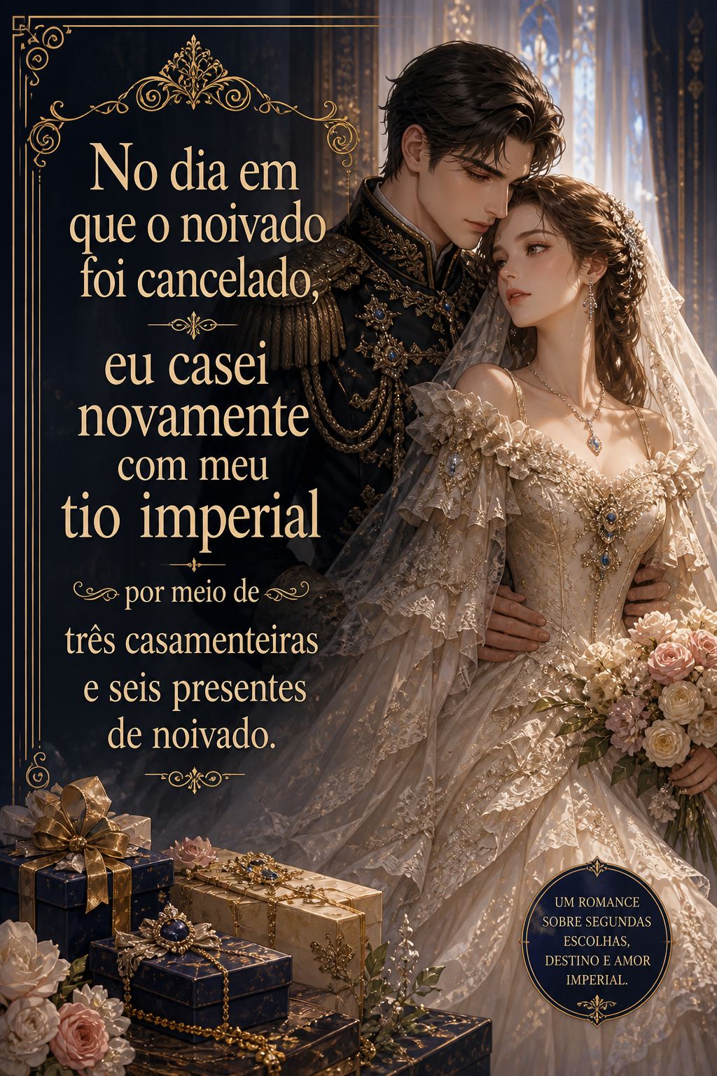No dia em que o noivado foi cancelado, eu casei novamente com meu tio imperial por meio de três casamenteiras e seis presentes de noivado.